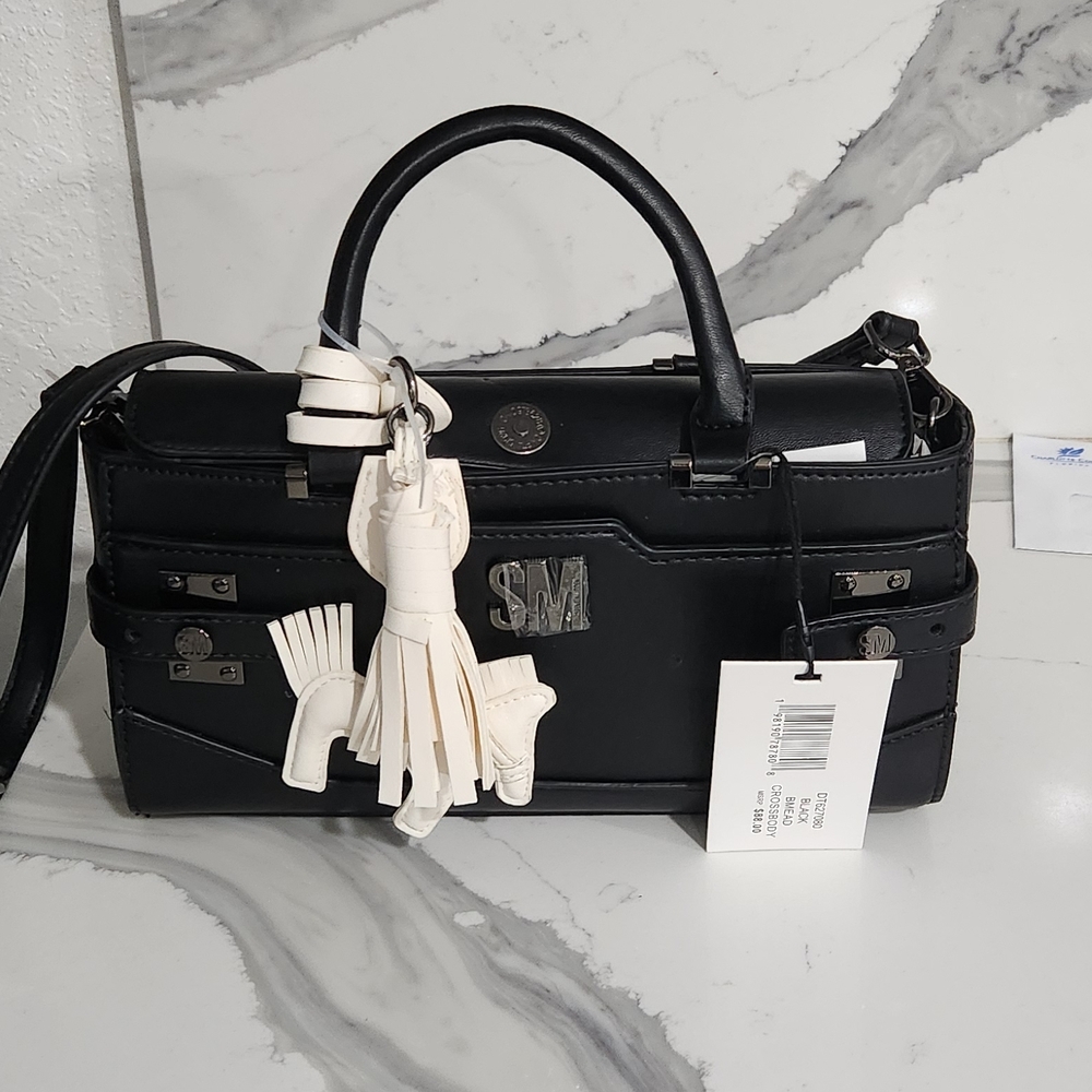 Steve Madden Black Satchel with White Accents